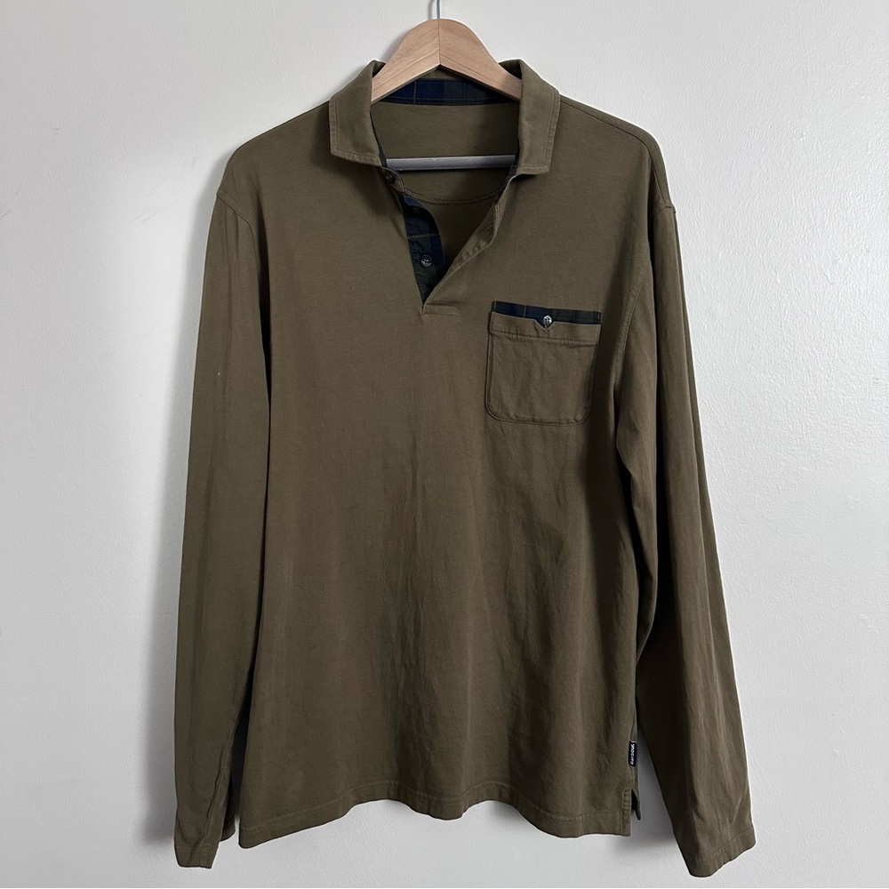 BAROBOUR Corpatch Cotton Jersey Polo - Green - Picture 2 of 8